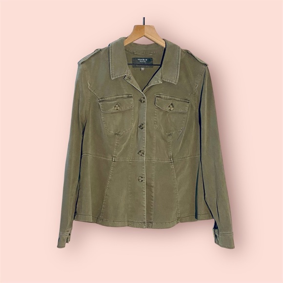 Torrid Peplum Olive Utility Jacket for Women - Picture 5 of 8